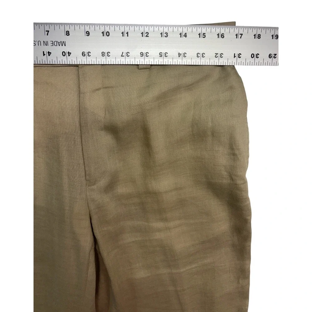 Calvin Klein 42L 34x36 Tan 2pc Pant Suit 100% Linen Lightweight Flat Front Mens
